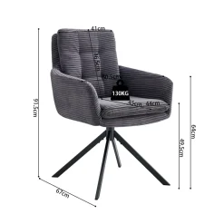 Armstoel Heleen Grijs Ribstof – Set van 2^Huisenthuis New