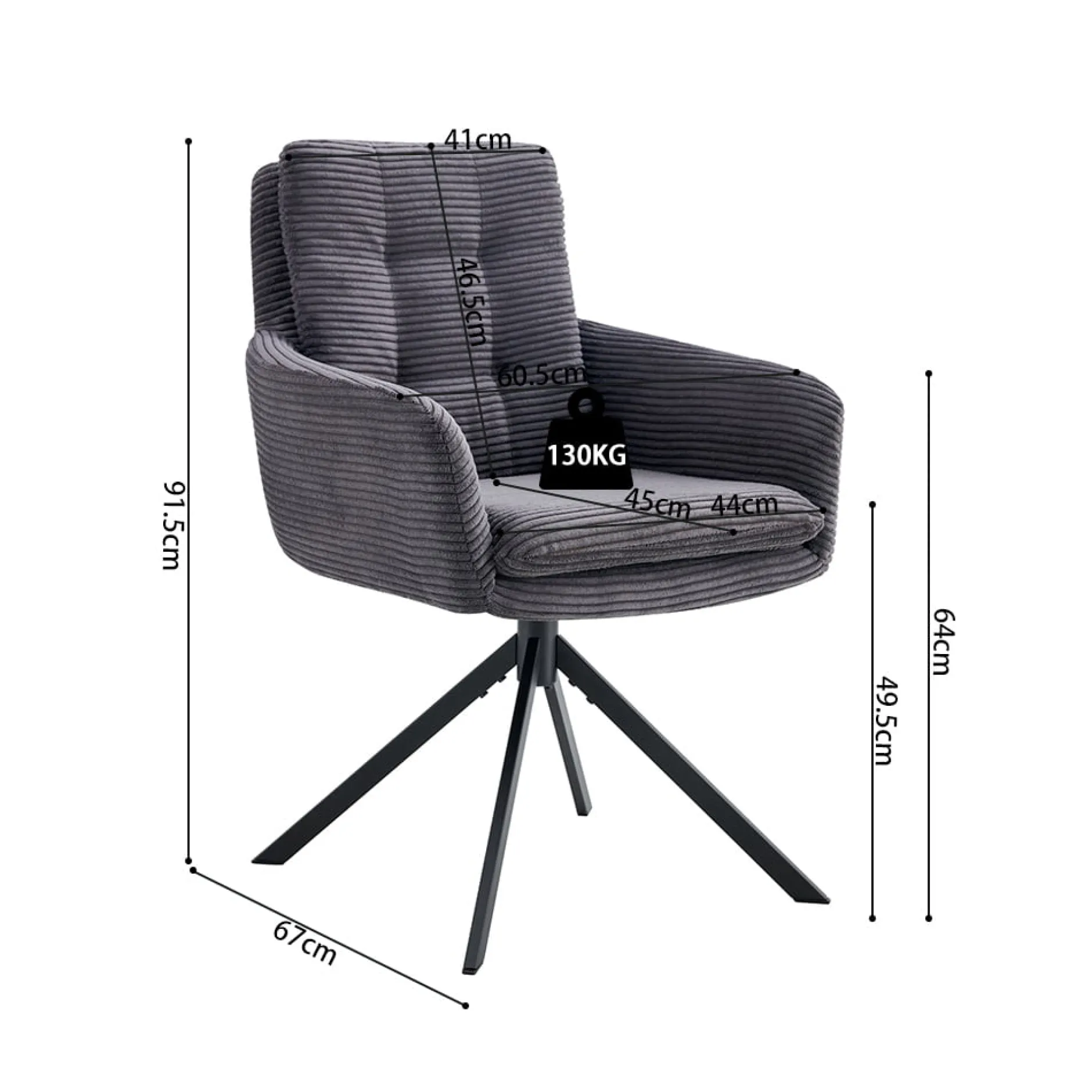 Armstoel Heleen Grijs Ribstof – Set van 2^Huisenthuis New