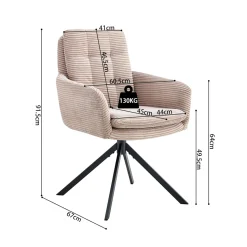 Armstoel Heleen Zand Ribstof – Set van 2^Huisenthuis Hot