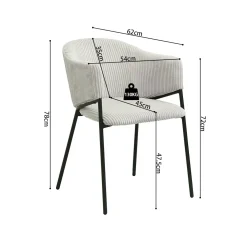 Armstoel Vieve Lichtgrijs Ribstof – Set van 2^Huisenthuis Hot