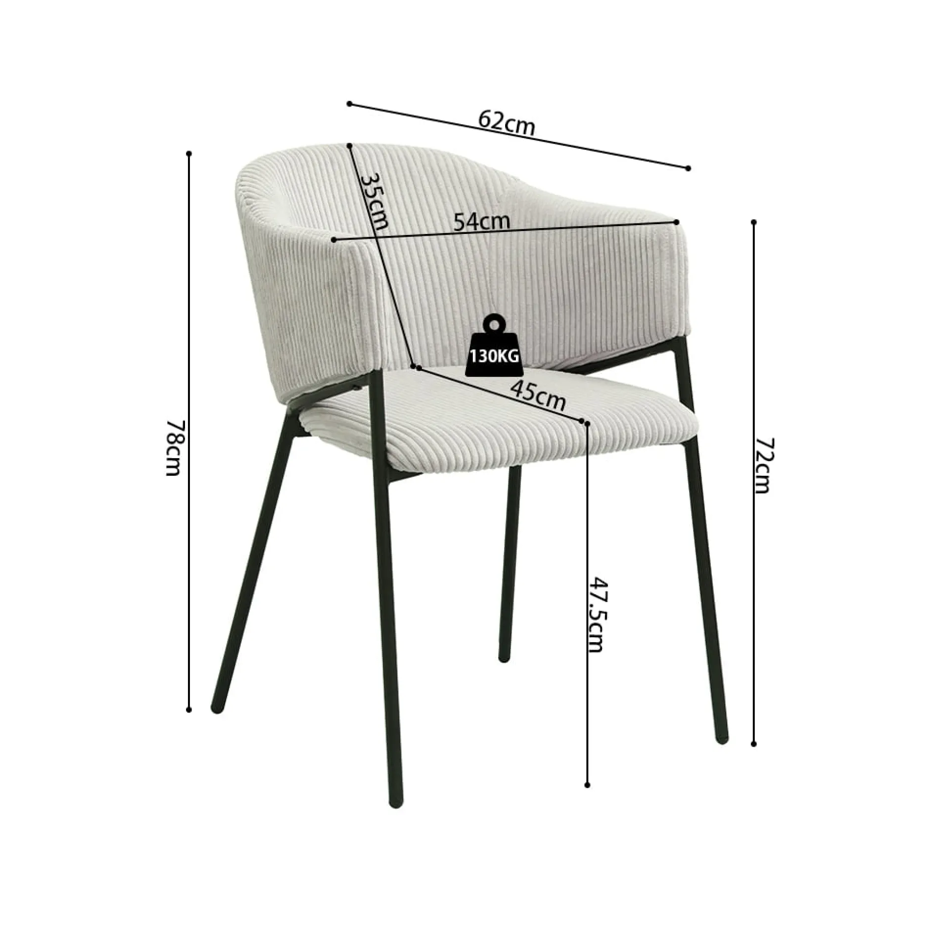 Armstoel Vieve Lichtgrijs Ribstof – Set van 2^Huisenthuis Hot