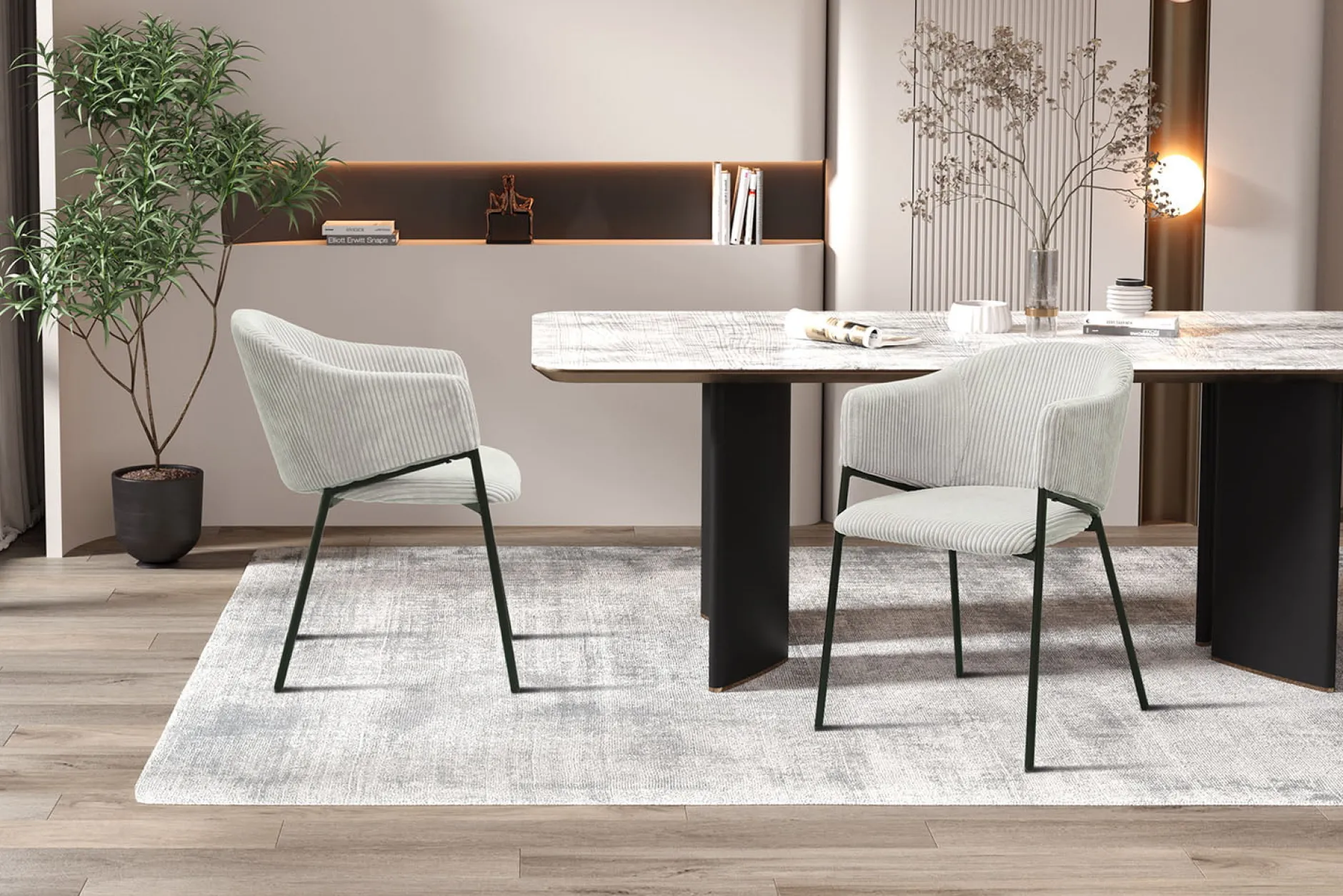 Armstoel Vieve Lichtgrijs Ribstof – Set van 2^Huisenthuis Hot