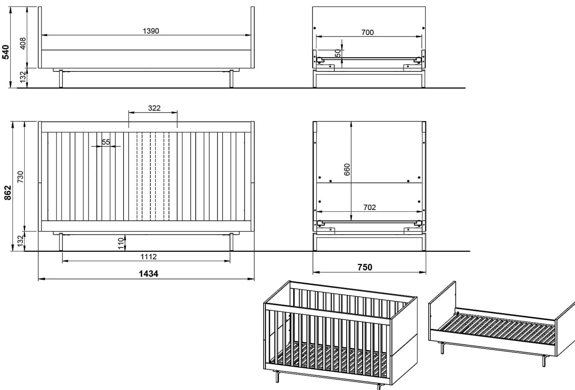 Babybed Elias Grijs^Huisenthuis Online