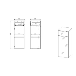 Badkamer Kolomkast Philip Grafiet-Zilver 93 cm^Huisenthuis
