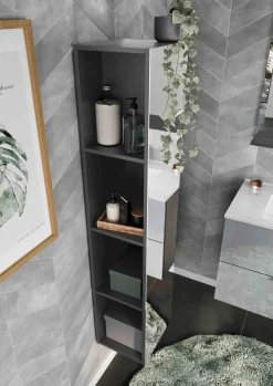 Badkamer Kolomkast Philip Grafiet-Zilver 144 cm^Huisenthuis Best