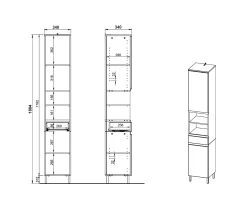 Badkamerkolomkast Abrantes Grafiet^Huisenthuis New