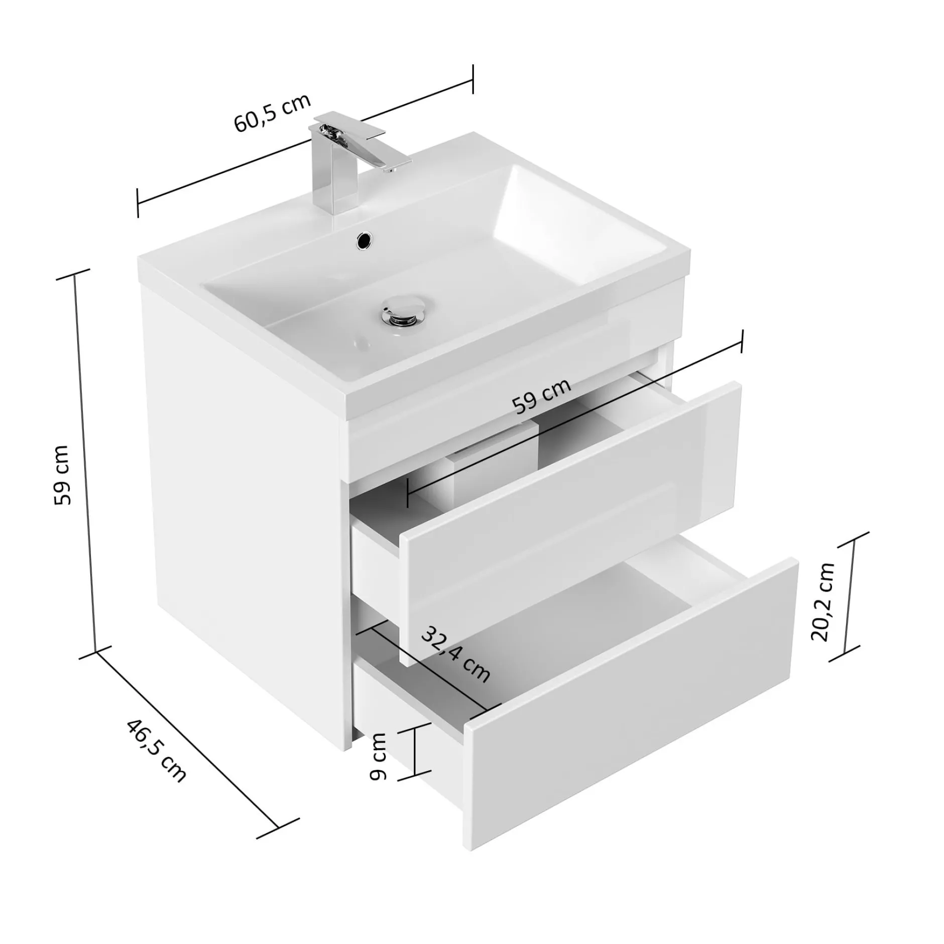 Badmeubel Atlanta 60 cm^Huisenthuis Clearance