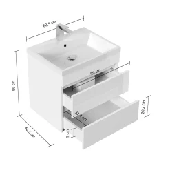 Badmeubel Atlanta Hoogglans 60 cm^Huisenthuis Clearance