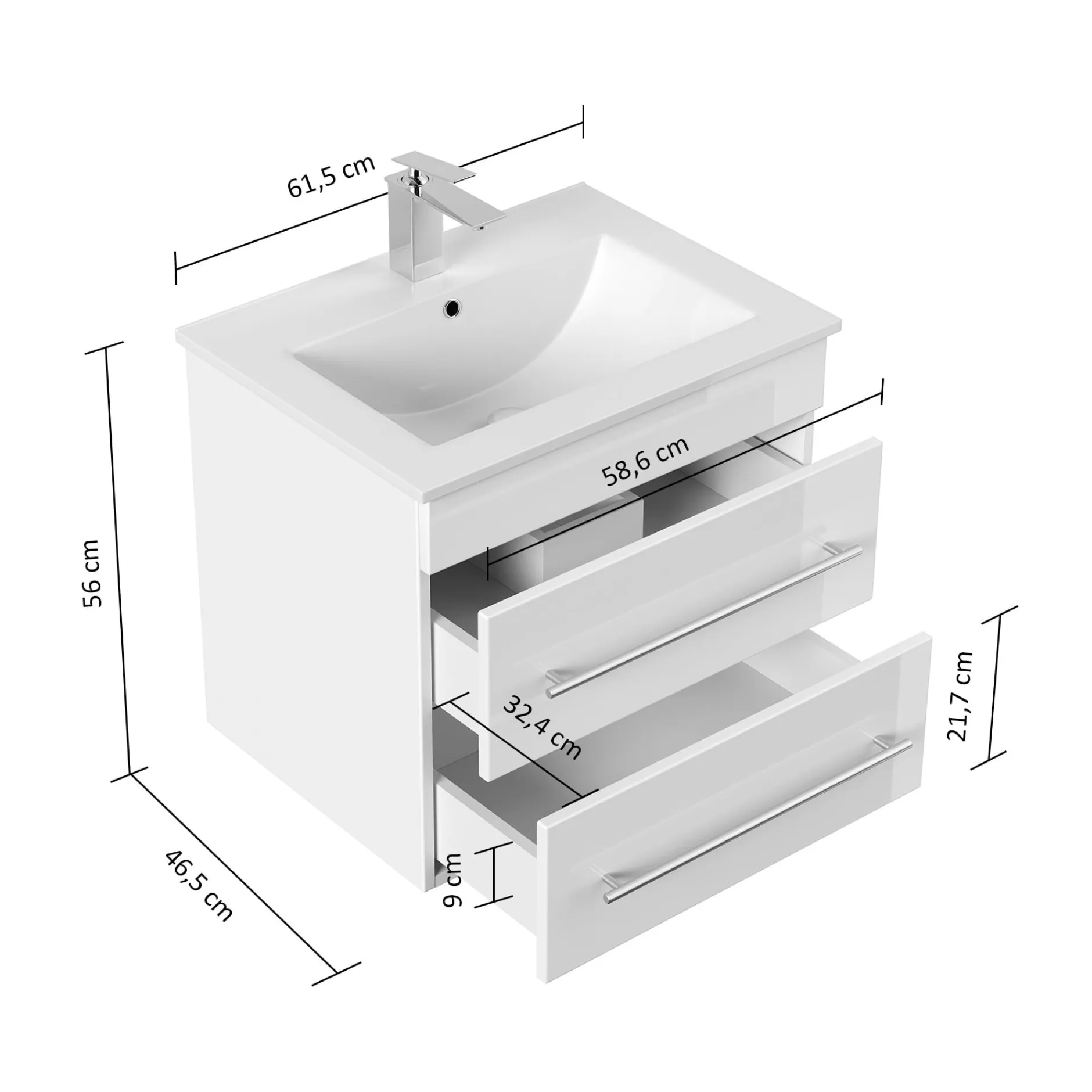 Badmeubel Luton 60 cm^Huisenthuis Online
