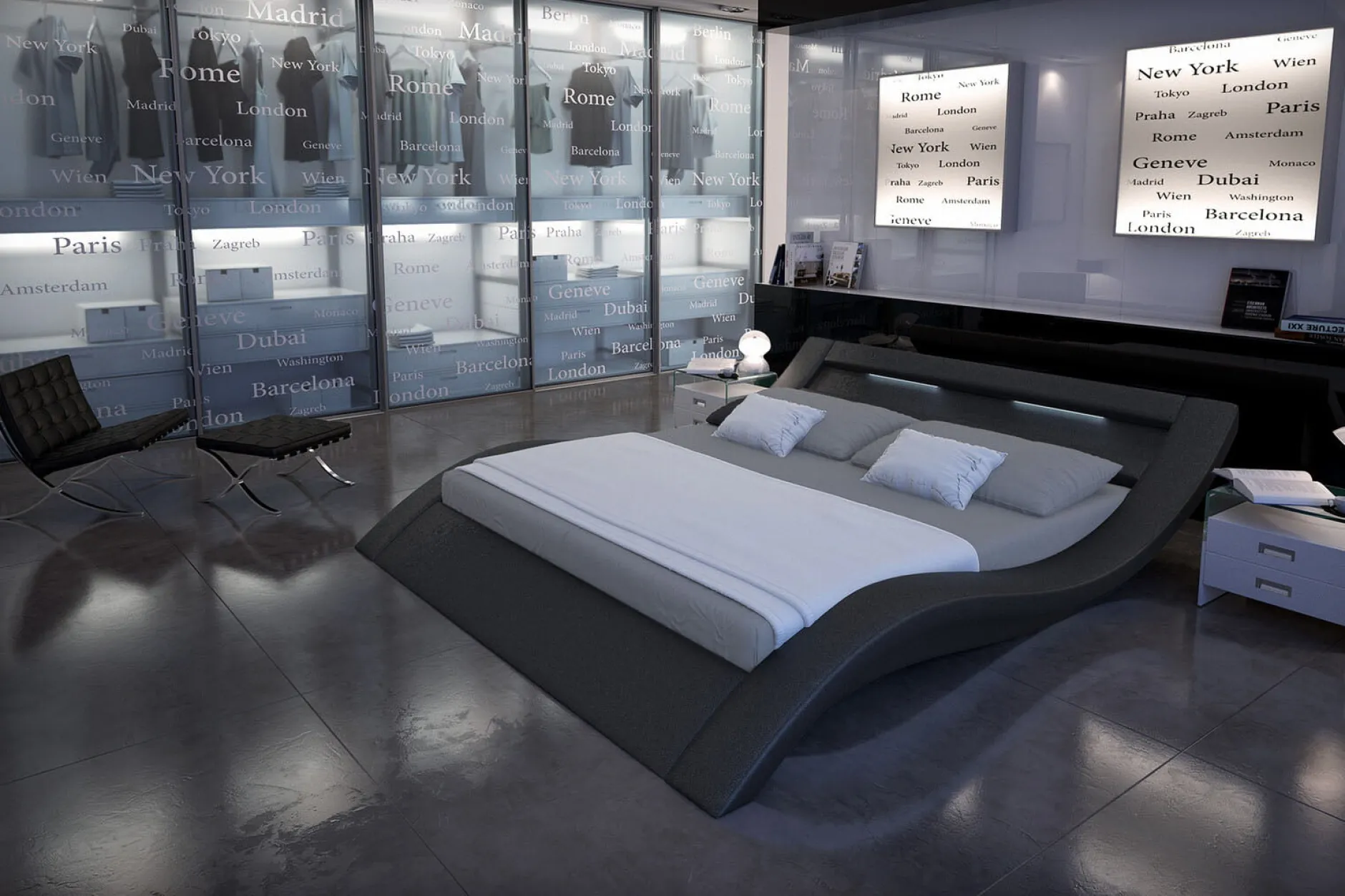 Bed Dario Zwart 180x200cm^Huisenthuis Online