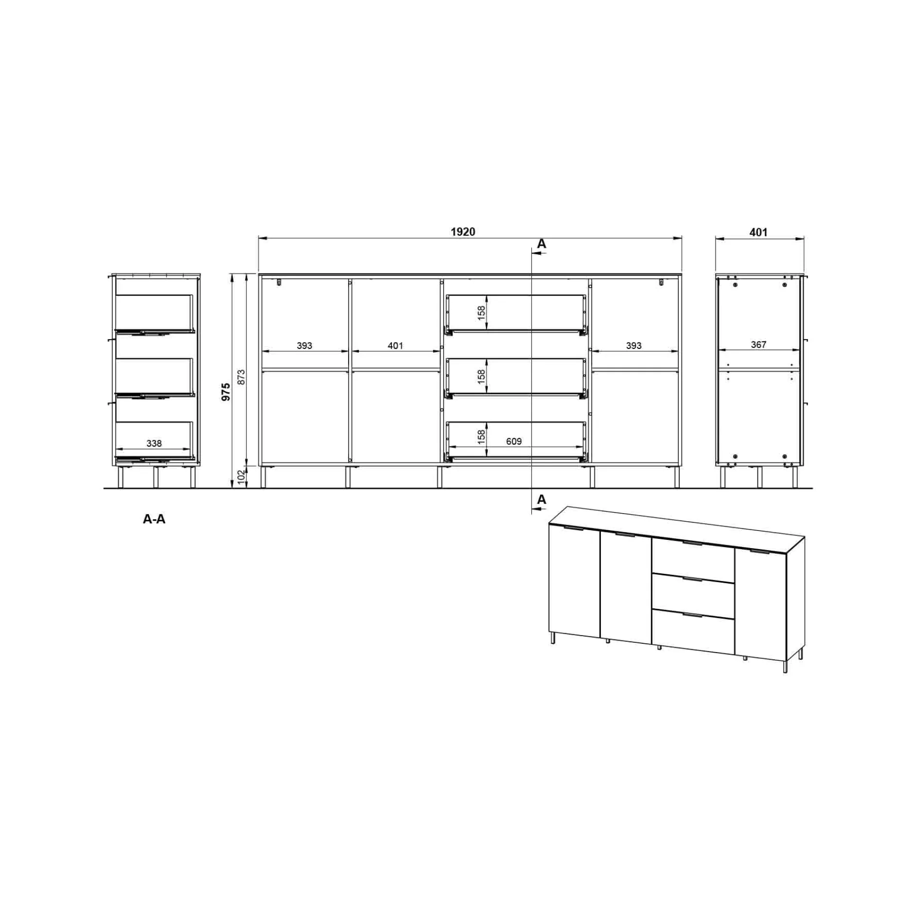 Dressoir Amalfi Grafiet-Eiken L^Huisenthuis Online