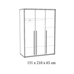Driedeurskast Yumi Eiken^Huisenthuis Hot