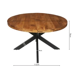 Eetkamertafel Hendrik 130cm rond Mangolia^Huisenthuis Discount