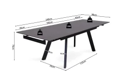 Eetkamertafel Jef Zwart 160-240 cm^Huisenthuis Hot