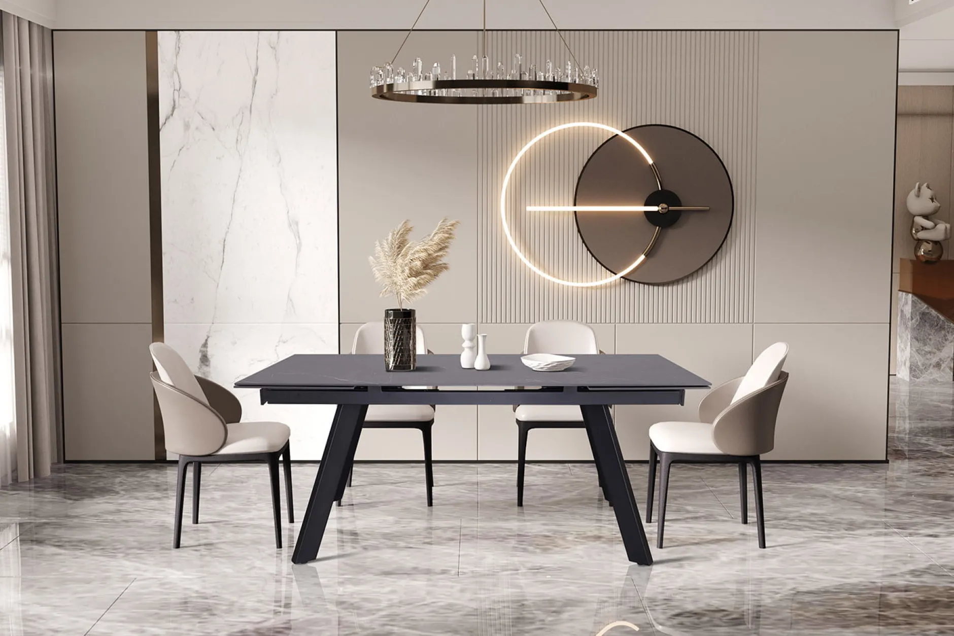 Eetkamertafel Jef Zwart 160-240 cm^Huisenthuis Hot