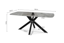Eetkamertafel Jody Grijs Glans 180 cm^Huisenthuis Online