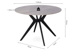 Eetkamertafel Jody Grijs Glans Rond 110 cm^Huisenthuis Hot