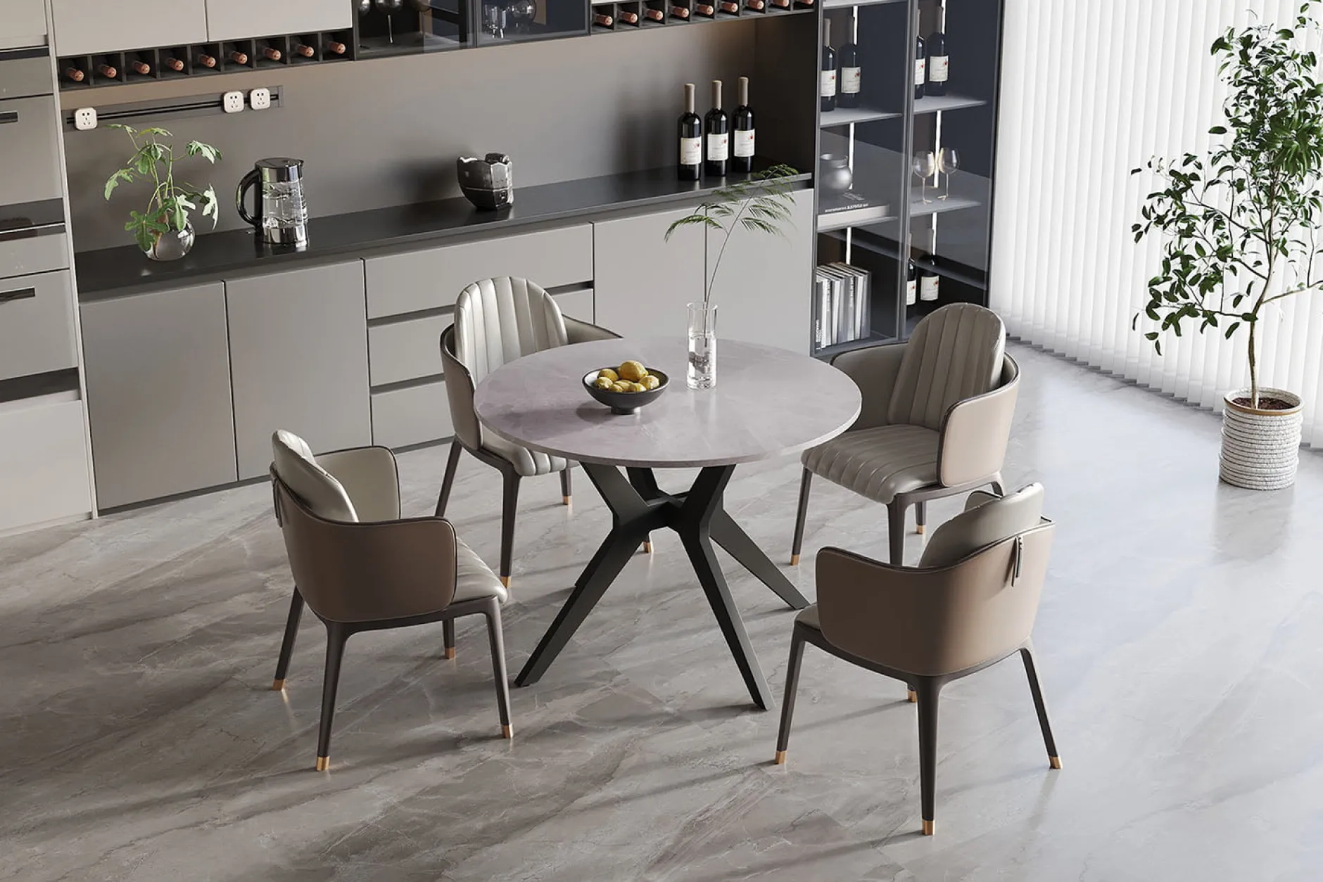 Eetkamertafel Jody Grijs Glans Rond 110 cm^Huisenthuis Hot