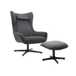 Fauteuil en poef Siem Grijs^Huisenthuis Hot