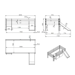 Halfhoogslaper Charlie Grenen 90×200 cm – Met ladder en glijbaan^Huisenthuis Outlet
