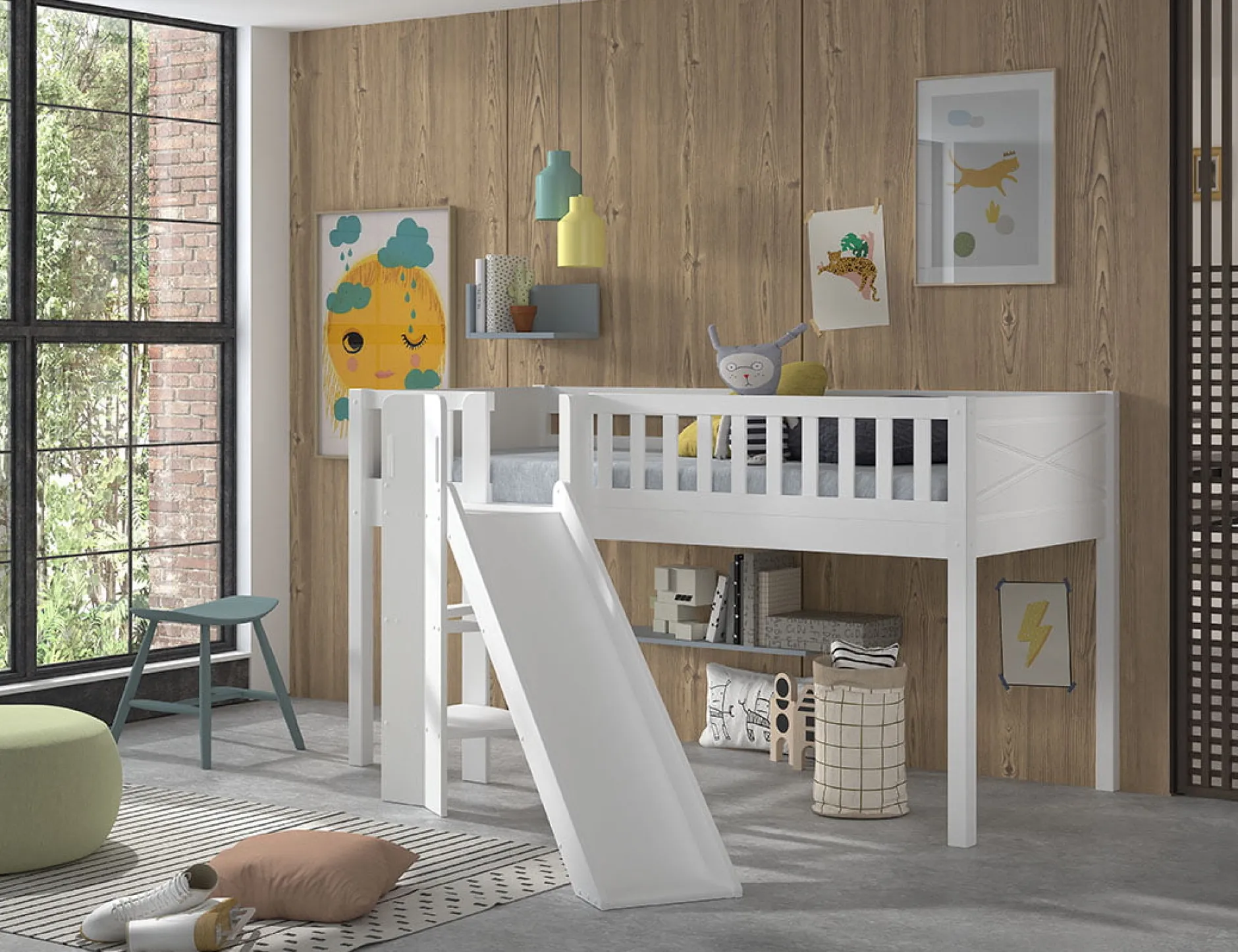 Halfhoogslaper Jonas Wit – Met glijbaan^Huisenthuis Clearance