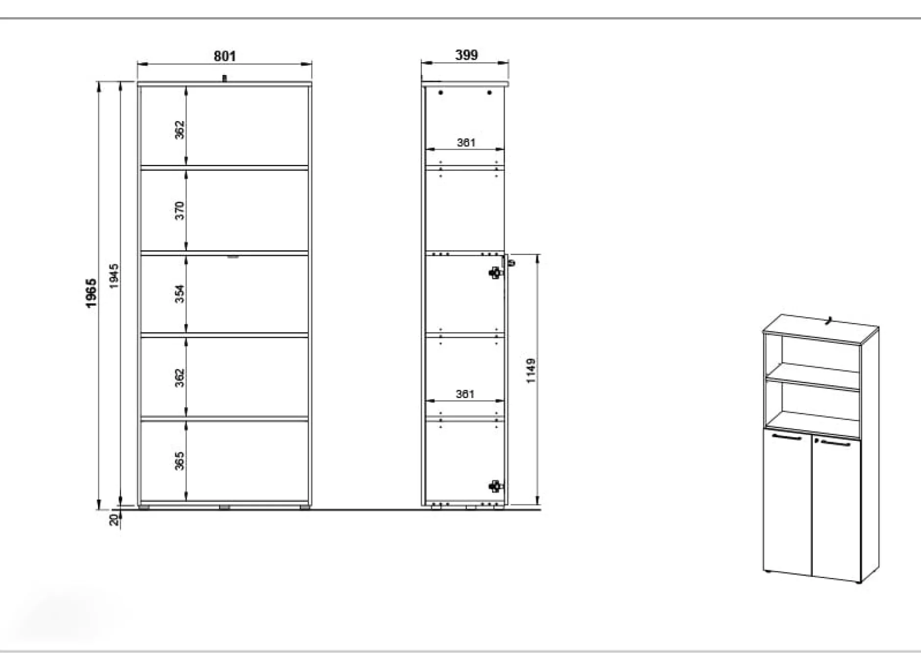 Halfopen kantoorkast Ergonoma Licht^Huisenthuis