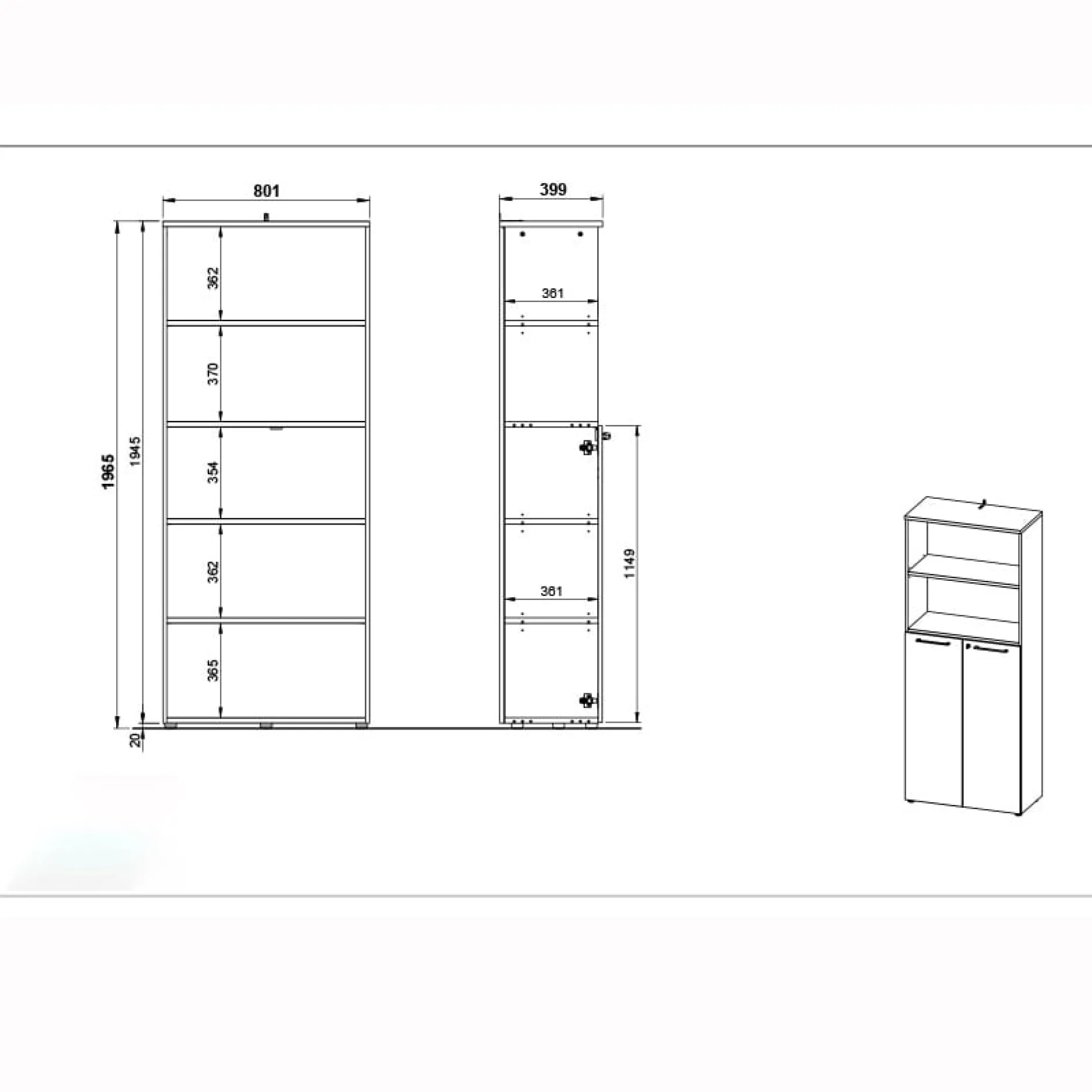 Halfopen kantoorkast Ergonoma Eiken^Huisenthuis Online