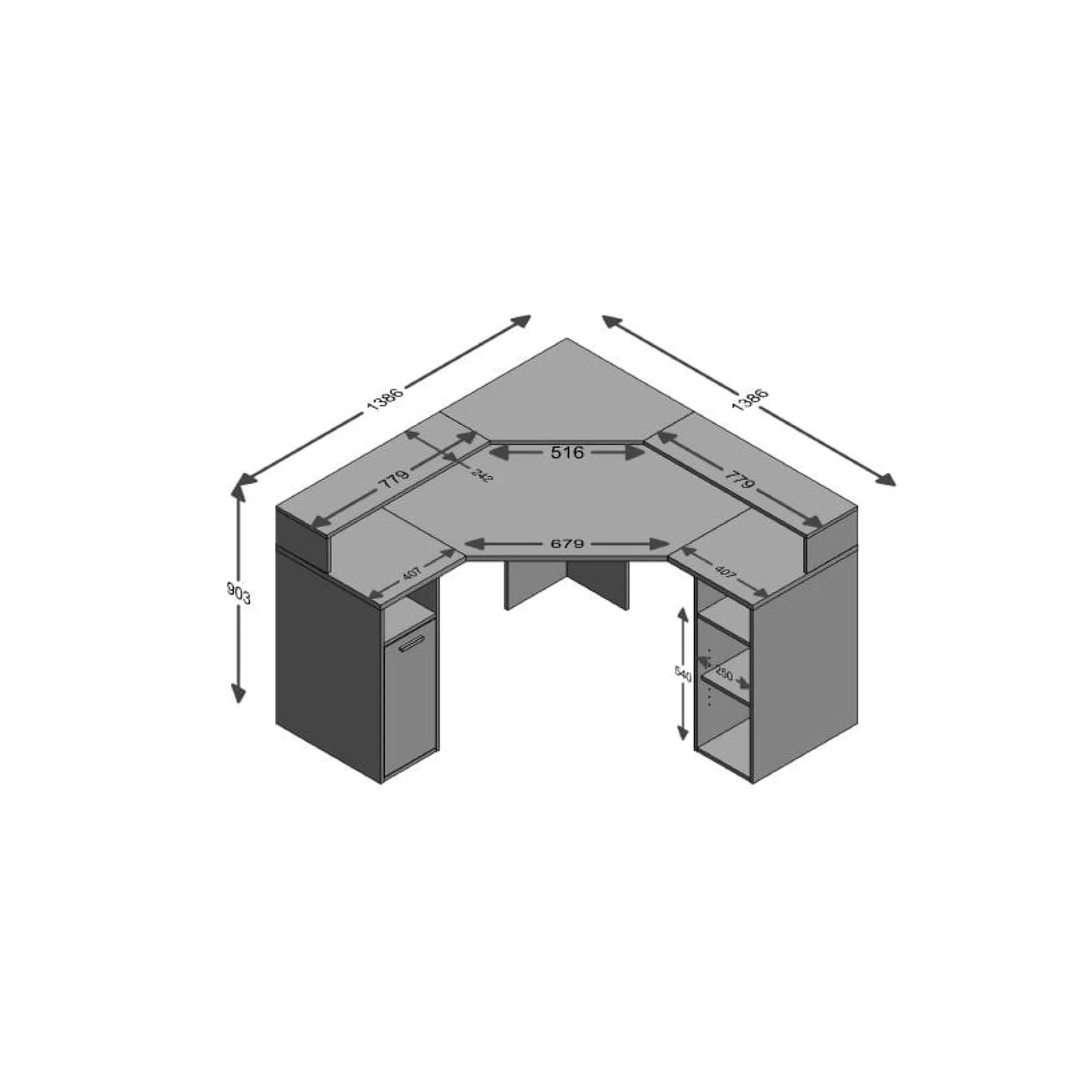 Hoekbureau Paco Antraciet^Huisenthuis Hot