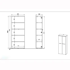 Hoge dichte kantoorkast Ergonoma Eiken^Huisenthuis New