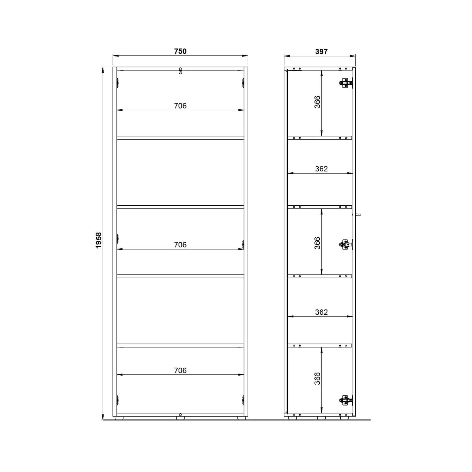 Hoge dichte kantoorkast Pytheas Grafiet Eiken^Huisenthuis New