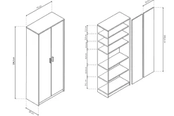 Hoge dichte kast Edwin Sonoma 75x36x194 cm^Huisenthuis Outlet