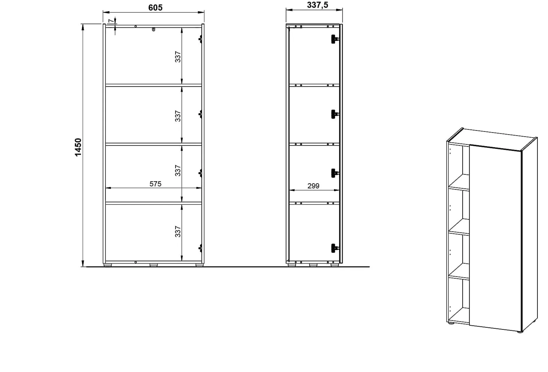 Hoge kantoorkast Orlando 145 cm^Huisenthuis Outlet
