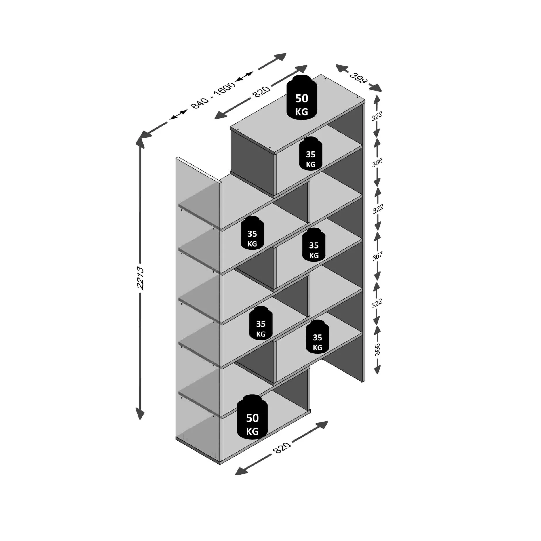 Hoge open kast Nereus 160 cm^Huisenthuis Sale