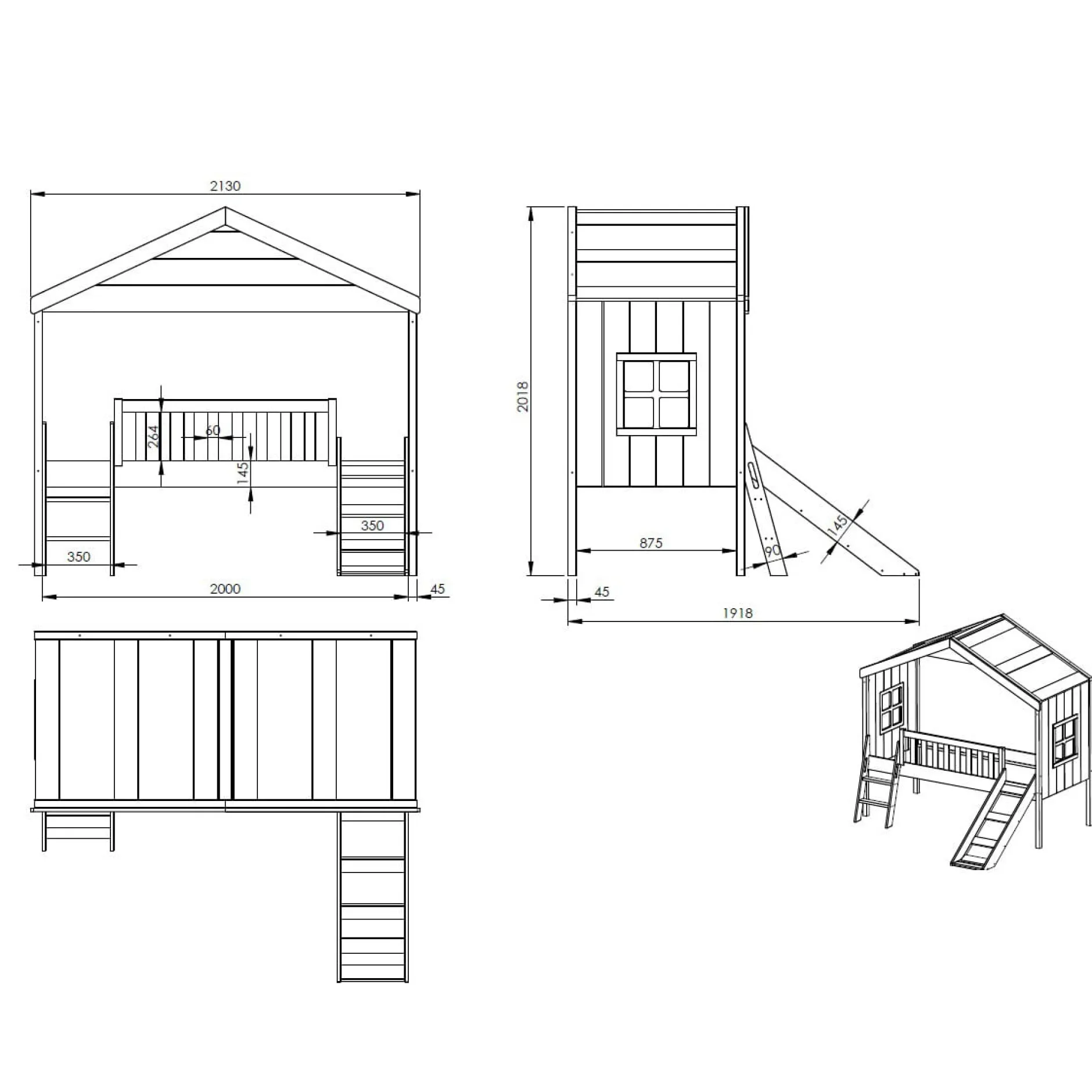 Huisbed Alix Wit 90×200 cm – Met ladder en glijbaan^Huisenthuis Outlet