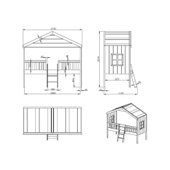 Huisbed Alix Wit 90×200 cm – Met ladder^Huisenthuis New