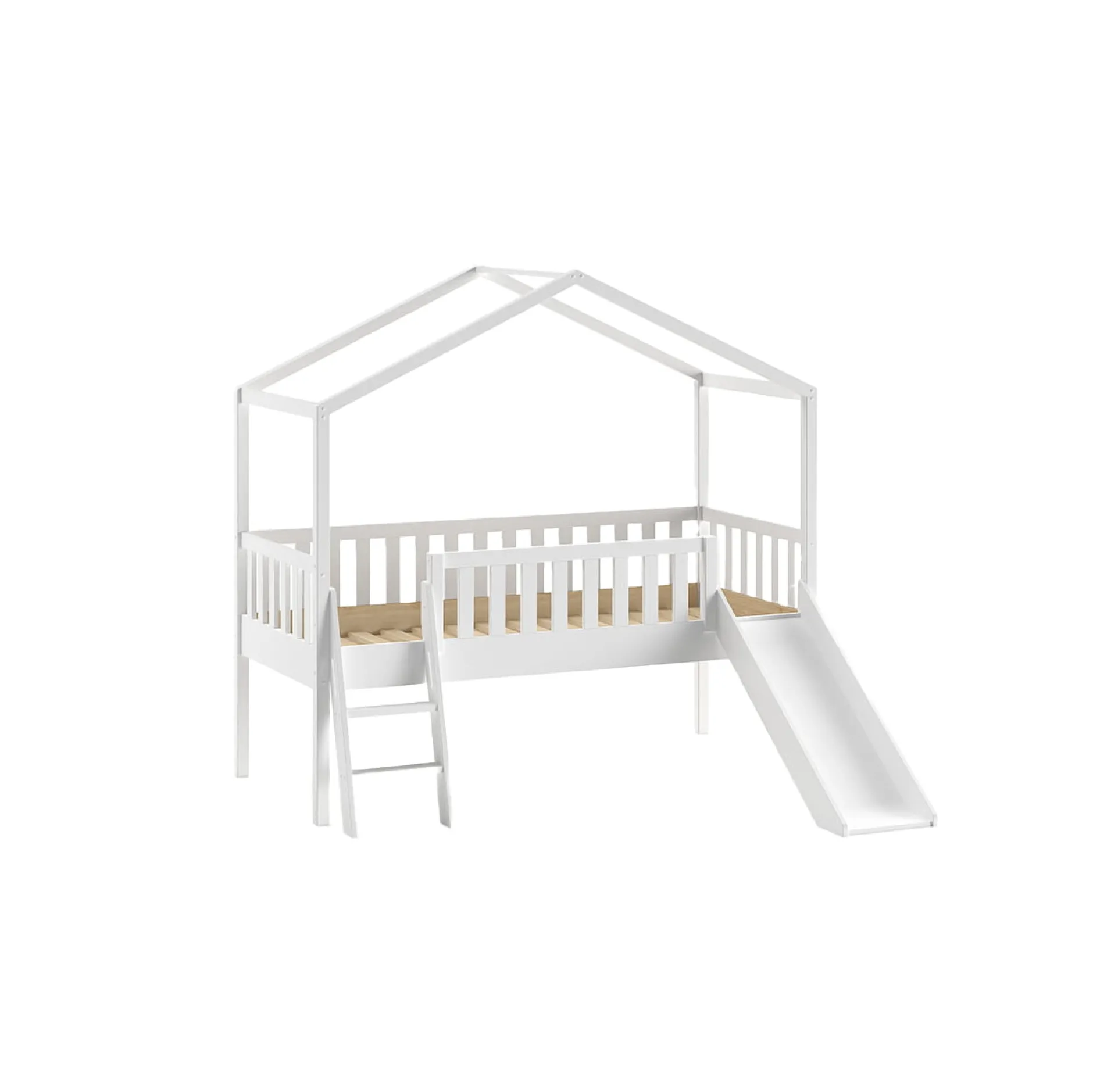 Huisbed Bibi Grenen Wit 90×200 cm – Met ladder en glijbaan^Huisenthuis Clearance