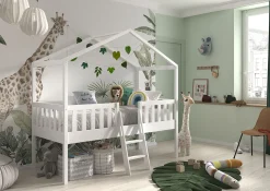 Huisbed Bibi Grenen Wit 90×200 cm – Met ladder^Huisenthuis Online