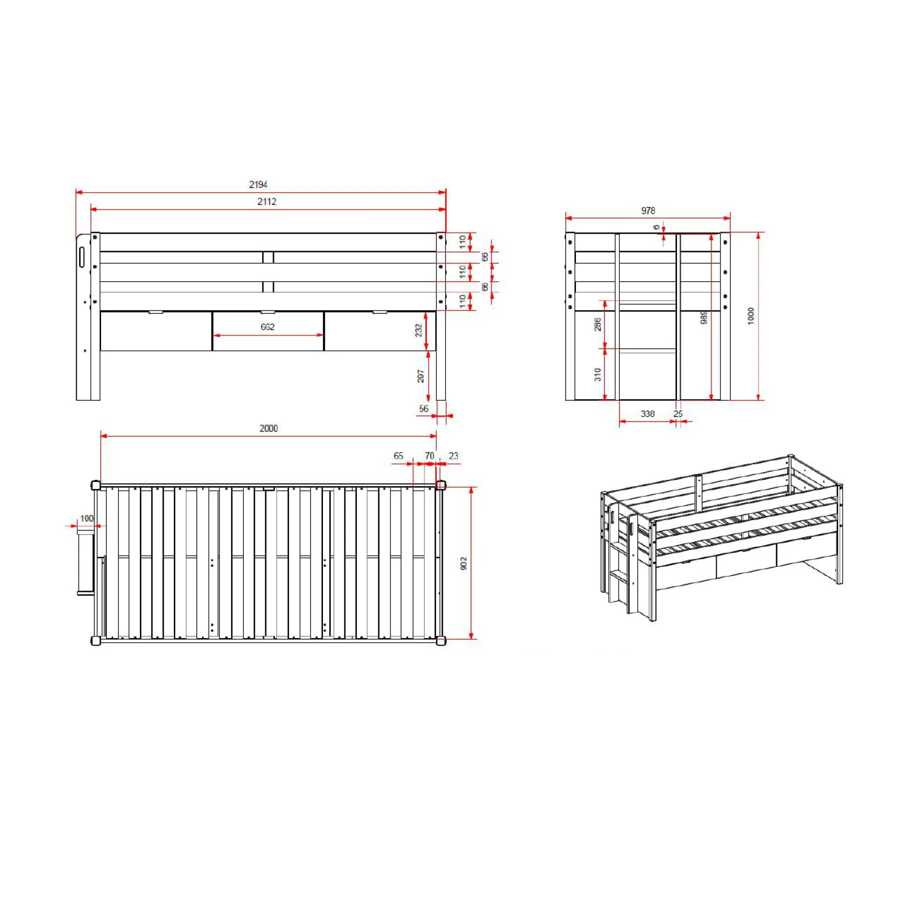 Kajuitbed Arne Wit – Met laden^Huisenthuis New
