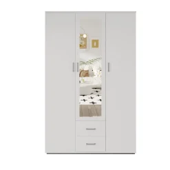 Kledingkast Jean 3-deurs Wit – Spiegel^Huisenthuis Clearance