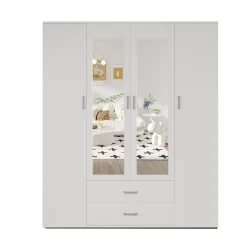 Kledingkast Jean 4-deurs Wit – Spiegel^Huisenthuis Best