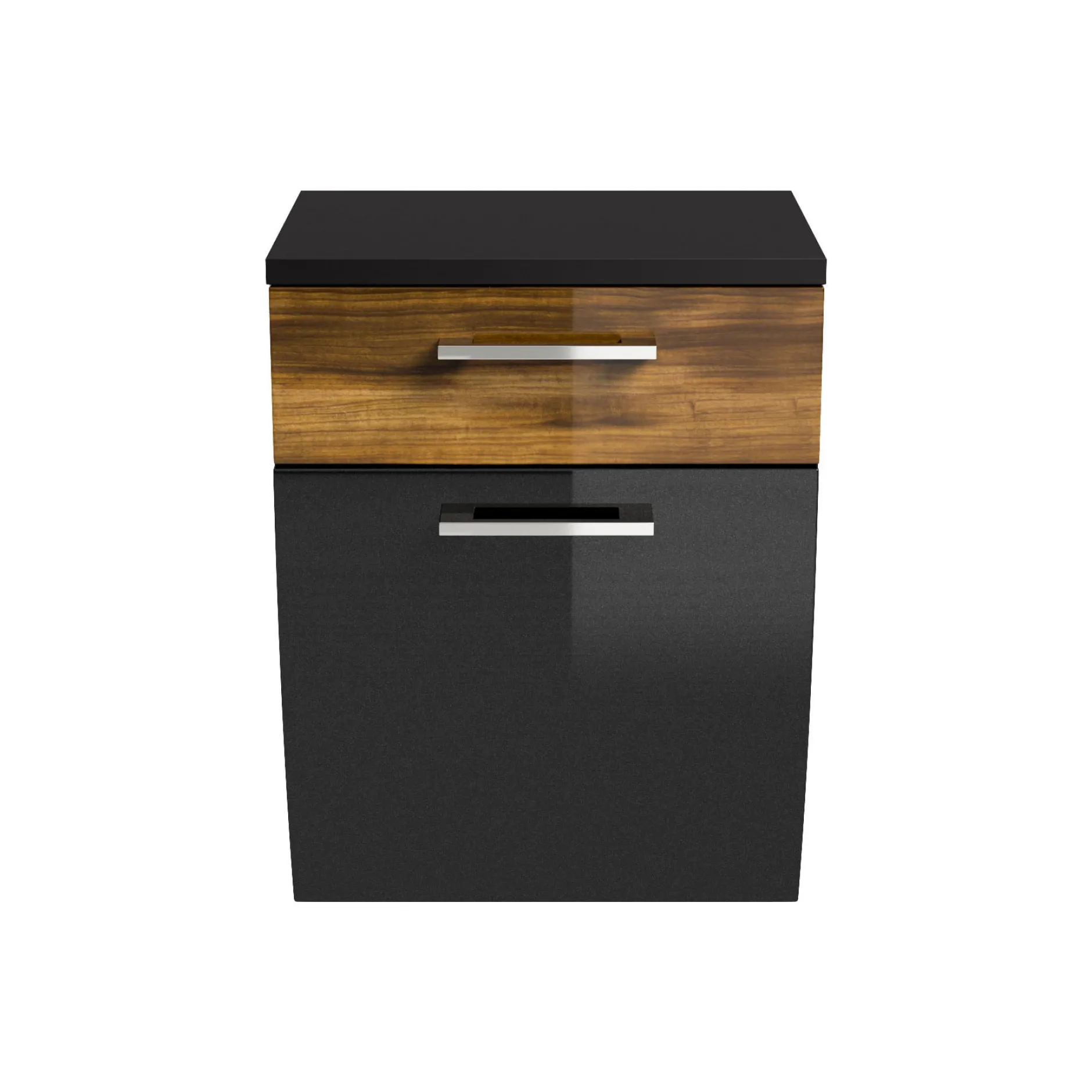 Lage badkamerkast Ilse Antraciet Walnoot Curve^Huisenthuis Clearance