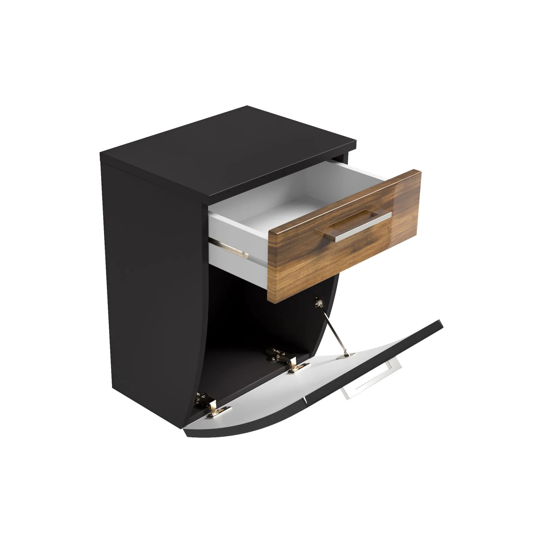 Lage badkamerkast Ilse Antraciet Walnoot Curve^Huisenthuis Clearance