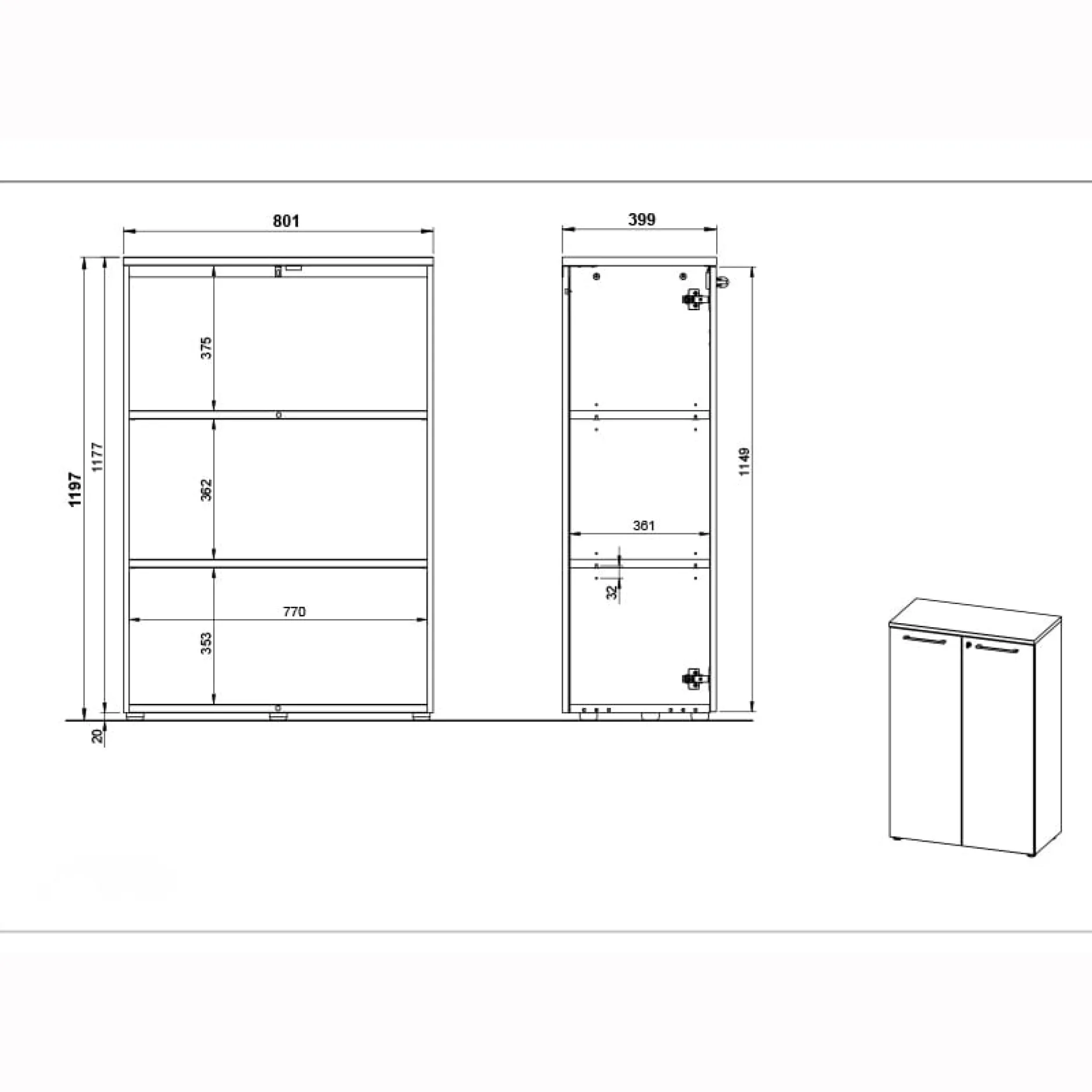 Lage dichte kantoorkast Ergonoma Eiken^Huisenthuis Hot