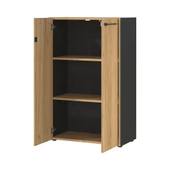 Lage dichte kantoorkast Pytheas Grafiet Eiken^Huisenthuis