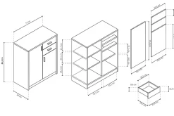 Lage dichte kast Edwin Sonoma 72x36x84 cm – 2^Huisenthuis Clearance