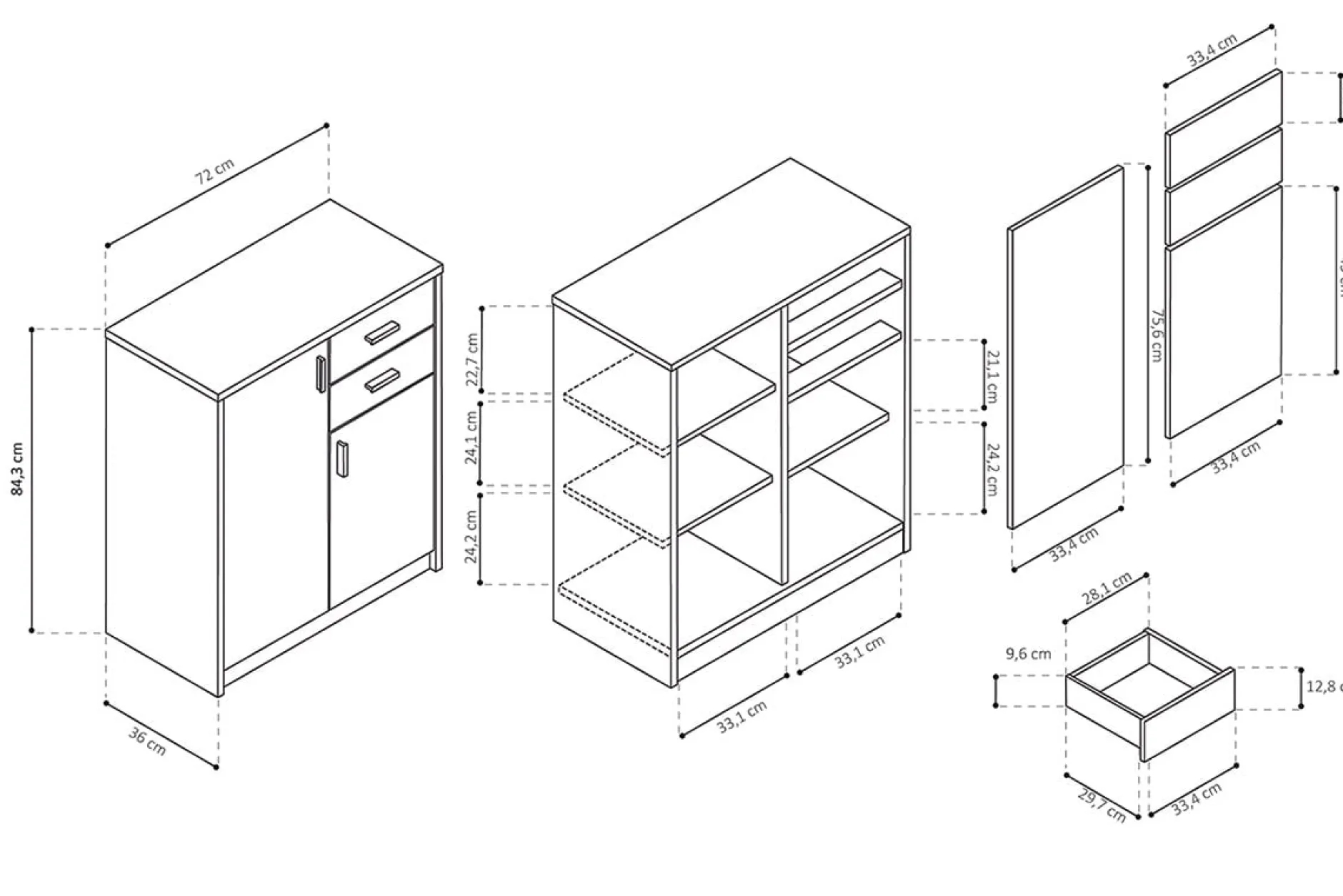 Lage dichte kast Edwin Sonoma 72x36x84 cm – 2^Huisenthuis Clearance