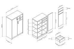 Lage dichte kast Edwin Sonoma 72x36x110 cm – 2^Huisenthuis Hot