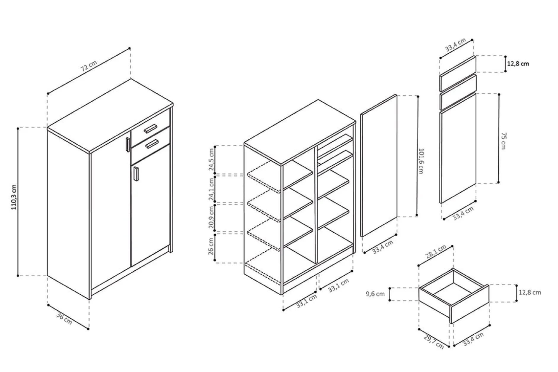 Lage dichte kast Edwin Sonoma 72x36x110 cm – 2^Huisenthuis Hot