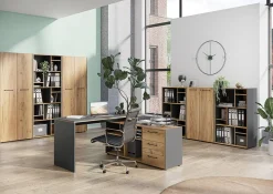 Lage open kantoorkast Pytheas Grafiet Eiken^Huisenthuis New