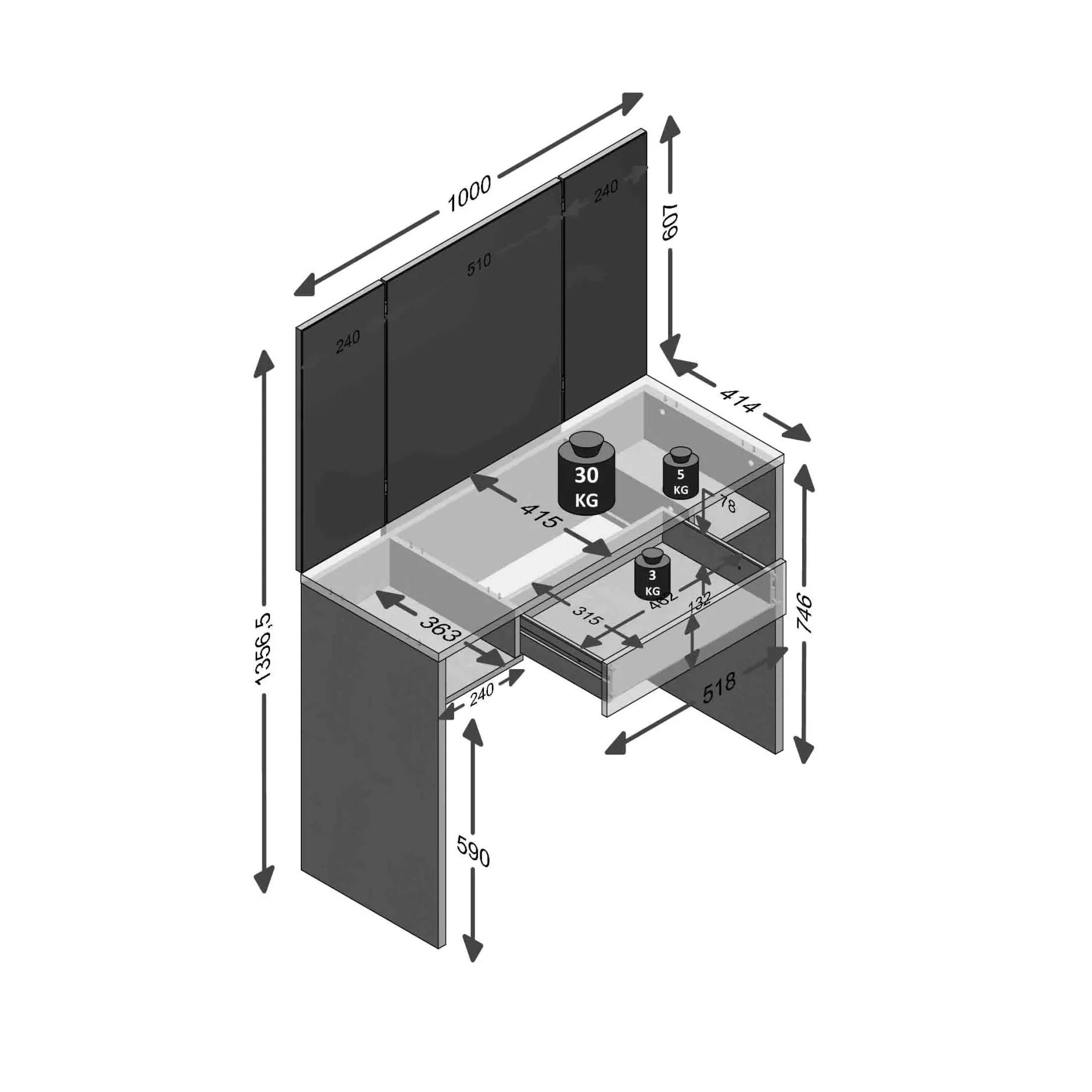 Make-up tafel Liv Wit^Huisenthuis Online
